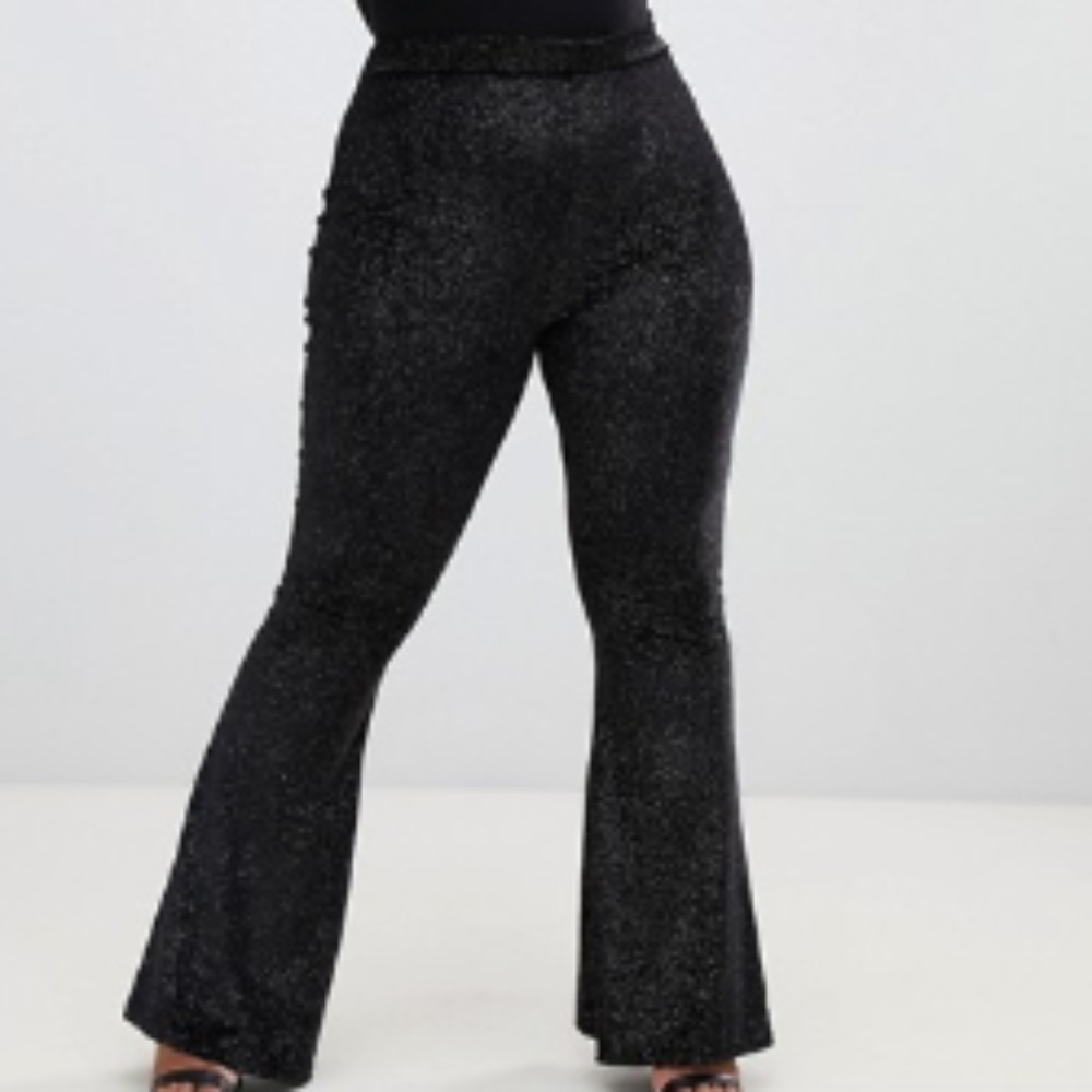 Flared Elastic (Black) Sparkly Pants